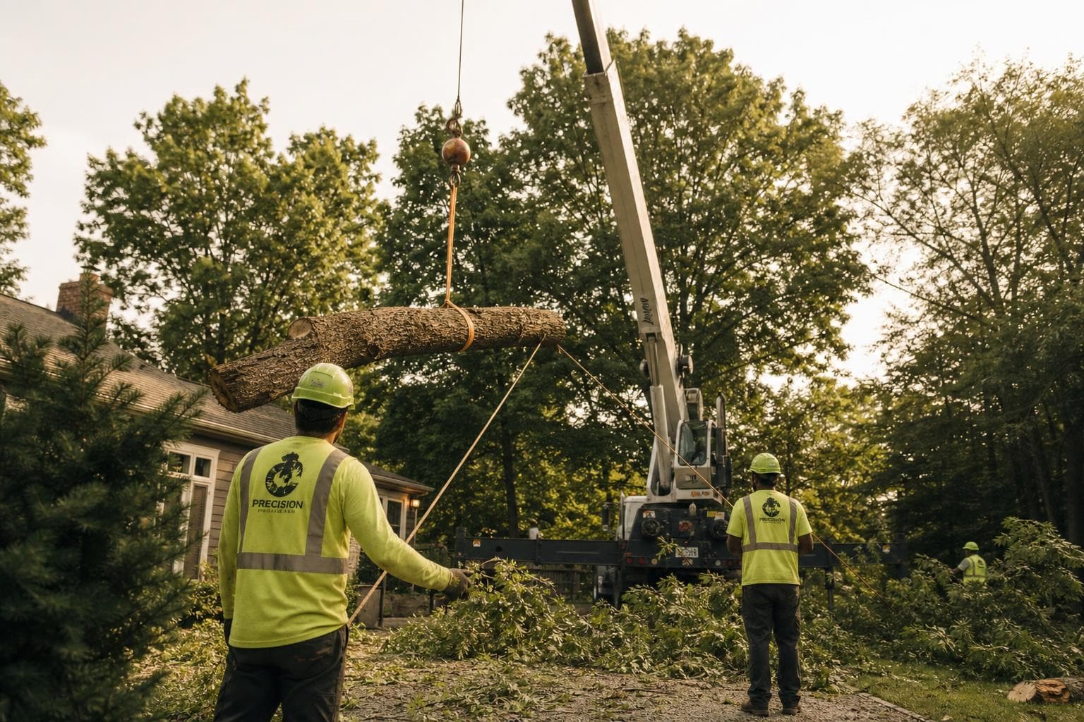 Crane-assisted oak removal
